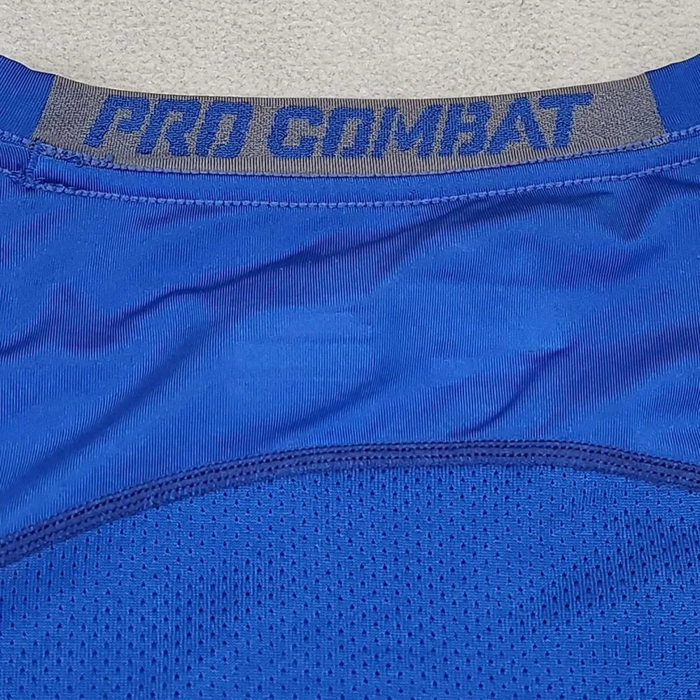 Nike Pro Combat Shirt Mens M Blue Long Sleeve Fitted Dri-Fit Performance‎ Vented